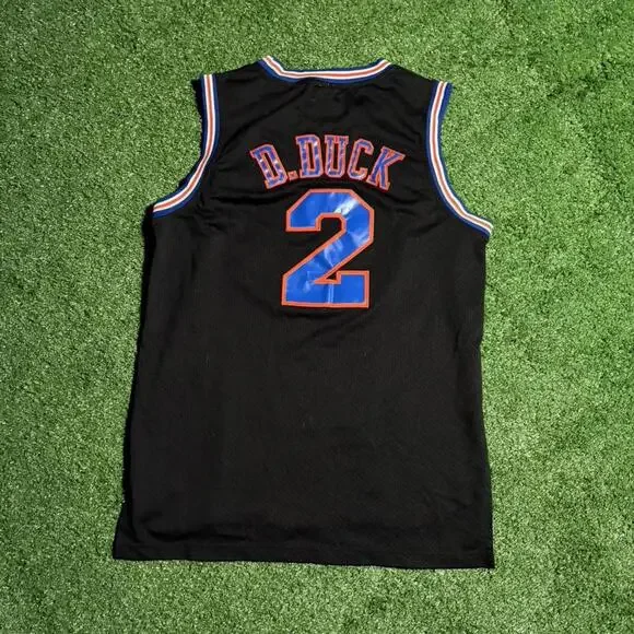 Vintage 90s Tune Squad Champion Jersey Daffy Duck 2 Space Jam Black Medium - Picture 4 of 8